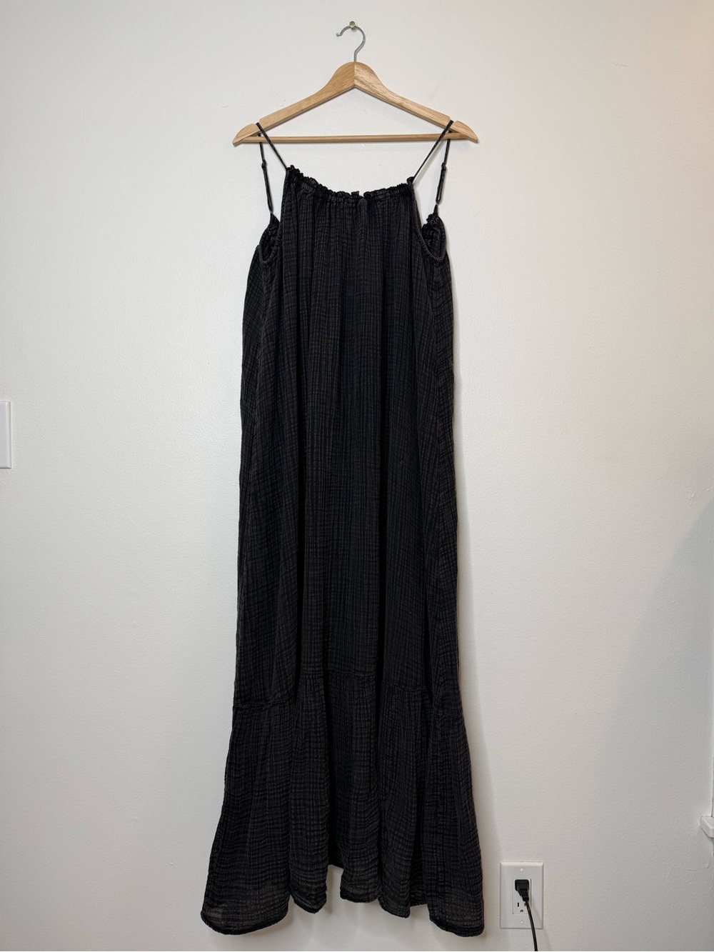 Anthropologie Malika Gauze Maxi Dress in washed black size small open back - Picture 6 of 15